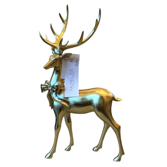 Rachel Zoe 18in Gold Reindeer with Rhinestone Bow Christmas Holiday Glam NEW - Picture 1 of 10